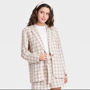 NWOT A new day Women’s Linen Blend Plaid jacket